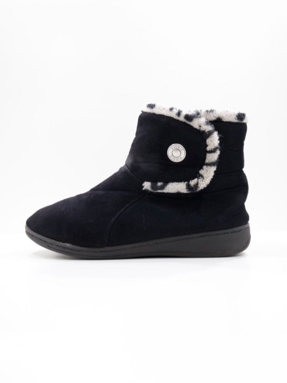 Vionic Vanah Black Suede Faux-Fur Lined Flat Winter Boots - Women's 7